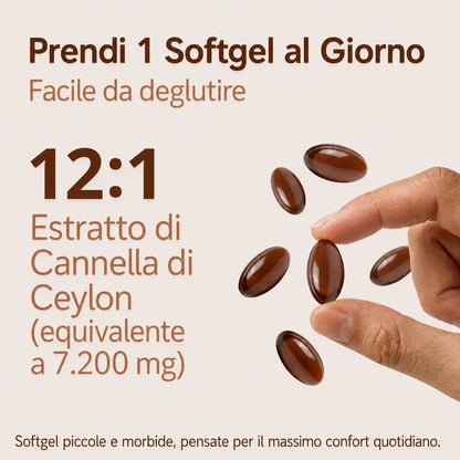 Cannella di Ceylon equivalente a 7200 mg con Olio MCT
