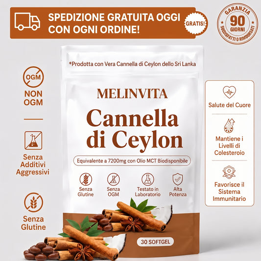 Cannella di Ceylon equivalente a 7200 mg con Olio MCT