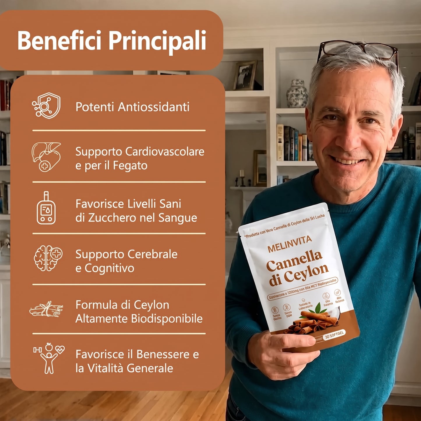 Cannella di Ceylon equivalente a 7200 mg con Olio MCT