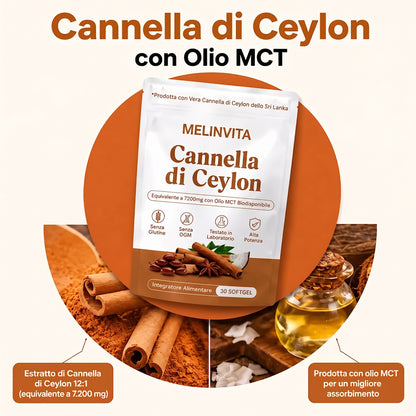 Cannella di Ceylon equivalente a 7200 mg con Olio MCT