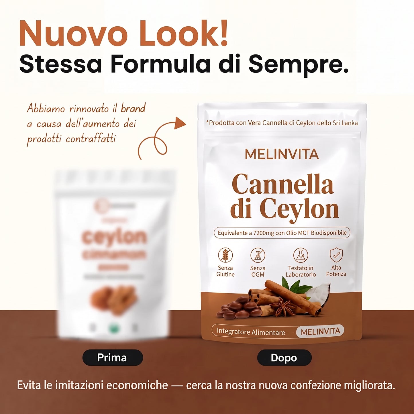 Cannella di Ceylon equivalente a 7200 mg con Olio MCT